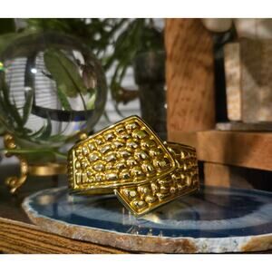 Vintage Cleopatra Bangle Gold Tone Bracelet Hinged Cuff